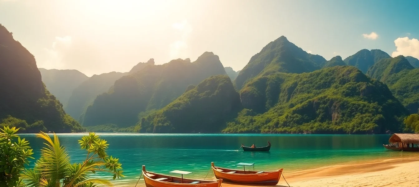 Colorful Lombok travel package featuring beaches and mountains, inviting tourists to explore Indonesia's natural beauty.