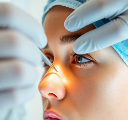 Professional performing Oberlidstraffung Zürich with focus on precise surgical technique in a modern clinic.