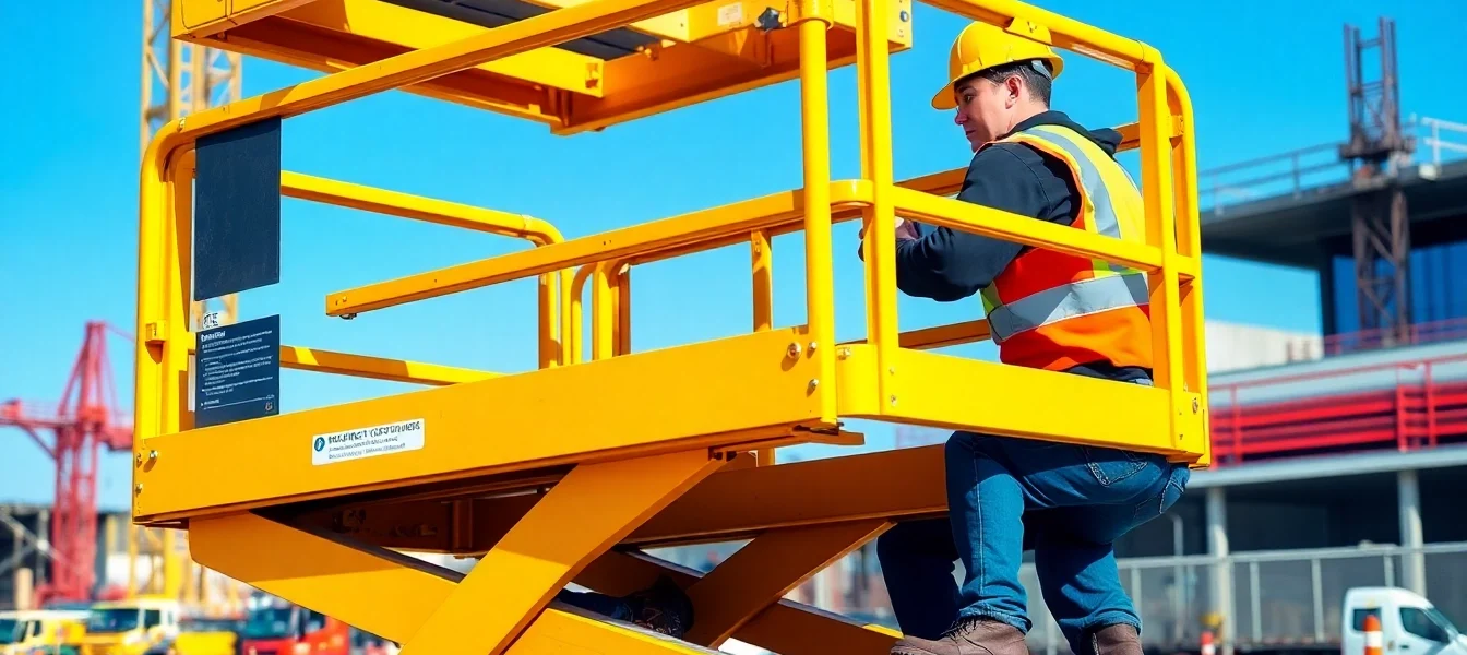 Reliable scissor lift rental for construction projects with easy access and safety features on-site