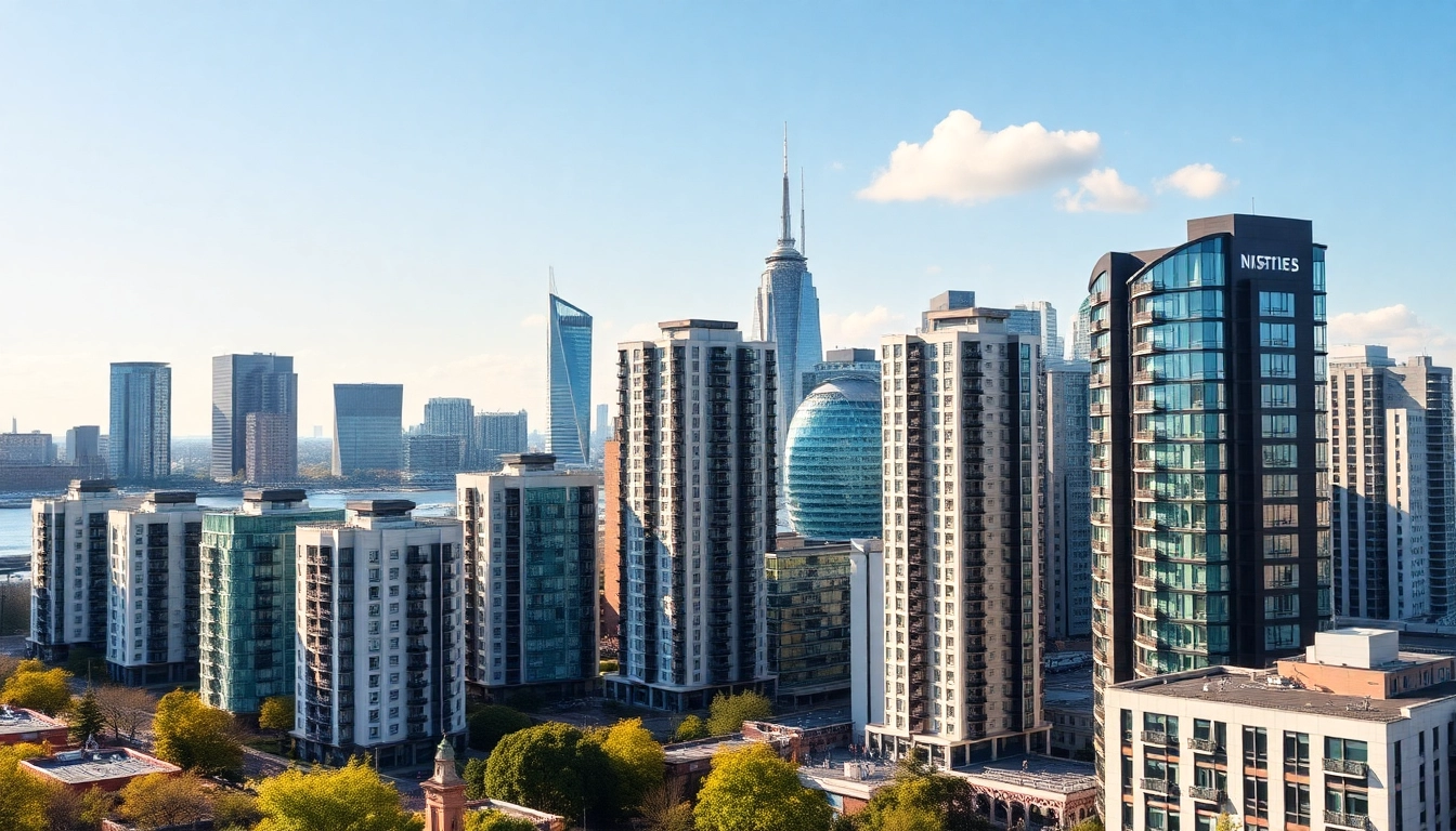 UK Real Estate Market insights with city skyline showing high-rise homes and vibrant cityscape