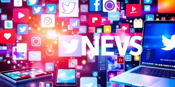 Latest Social Network News updates displayed on devices with engaging news icons and vibrant colors