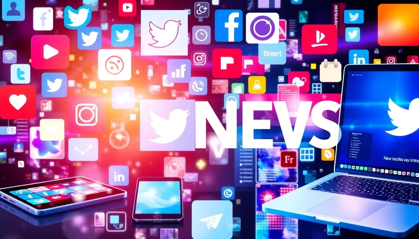Latest Social Network News updates displayed on devices with engaging news icons and vibrant colors