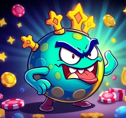 Engaging image showcasing Angry Pepe Coin with blockchain elements and gambling themes to
