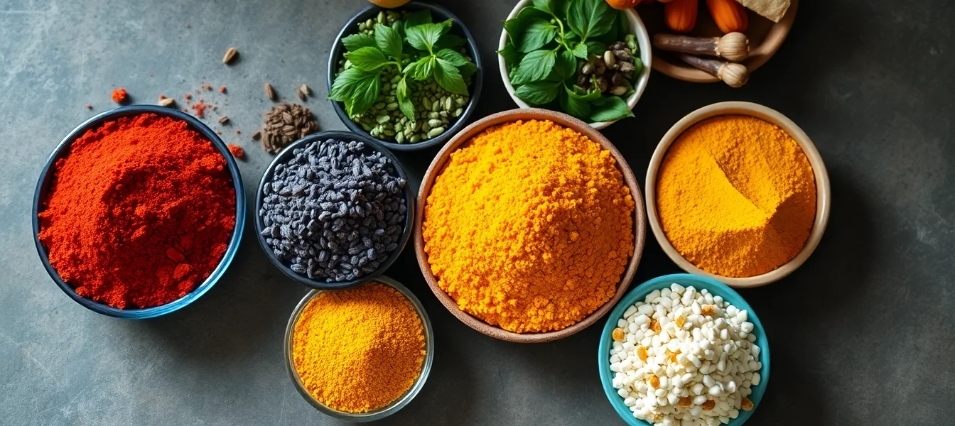 Wholesalers showcasing an array of colorful spices and herbs for bulk purchase, emphasizing